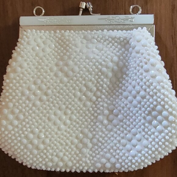 Vintage 1950’s White Beaded Clutch/Evening Purse - Picture 1 of 2